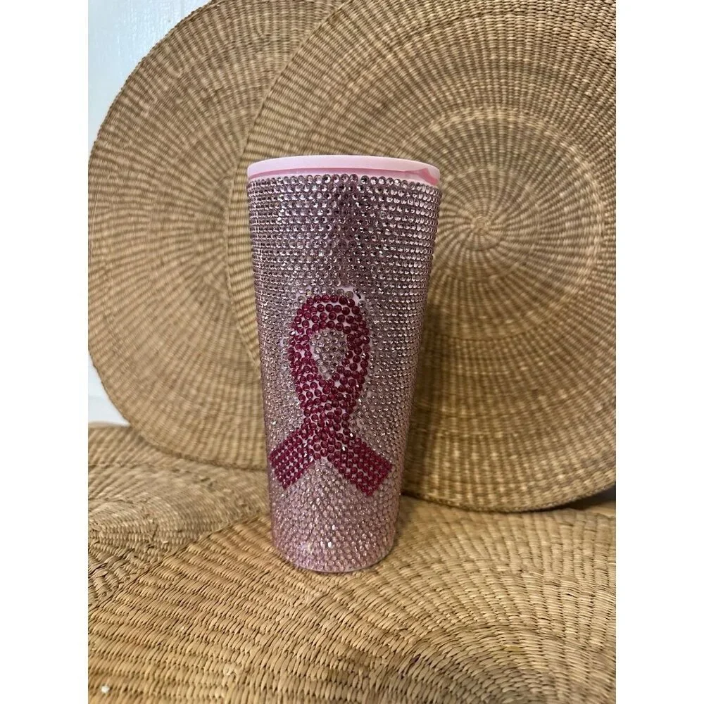 Pink Breast Cancer gem tumbler cup